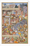 Flight of Sultan Bahadur During Humayun's 1535 Campaign in Gujarat, c.1590 by Dharmdas Dharmdas