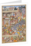 Flight of Sultan Bahadur During Humayun's 1535 Campaign in Gujarat, c.1590 by Dharmdas Dharmdas