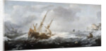 Ships in a Storm on a Rocky Coast, 1614-8 by Jan Porcellis