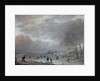 Winter Landscape with Skaters on a Frozen River by Aert van der Neer