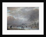 Winter Landscape with Skaters on a Frozen River by Aert van der Neer