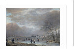Winter Landscape with Skaters on a Frozen River by Aert van der Neer