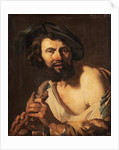 Man with flute by Dutch School