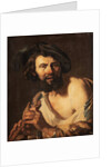 Man with flute by Dutch School
