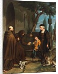 Columbus at the doors of the convent of Santa Maria de la Rabida asking for bread and water for his son, 1858 by Benito Mercade y Fabregas