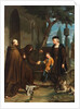 Columbus at the doors of the convent of Santa Maria de la Rabida asking for bread and water for his son, 1858 by Benito Mercade y Fabregas