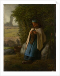 Shepherdess Seated on a Rock, 1856 by Jean-Francois Millet