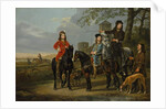 Equestrian Portrait of Cornelis and Michiel Pompe van Meerdervoort with their Tutor and Coachman, Starting for the Hunt, c.1652-53 by Aelbert Cuyp