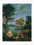 Landscape with Moses and the Burning Bush, 1610-16 by Domenichino (1581-1641)