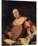 A Lady Playing the Lute, 1654 by Ferdinand Bol