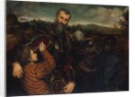 Portrait of a Man in Armor with Two Pages by Paris Bordone