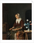 Woman Eating, Known as ‘The Cat’s Breakfast’, c.1661-64 by Gabriel Metsu