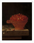 A Bowl of Strawberries on a Stone Plinth, 1696 by Adrian Coorte