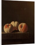 Three Peaches on a Stone Plinth, 1705 by Adrian Coorte