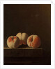 Three Peaches on a Stone Plinth, 1705 by Adrian Coorte