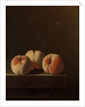 Three Peaches on a Stone Plinth, 1705 by Adrian Coorte