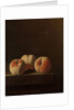 Three Peaches on a Stone Plinth, 1705 by Adrian Coorte