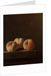 Three Peaches on a Stone Plinth, 1705 by Adrian Coorte