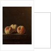 Three Peaches on a Stone Plinth, 1705 by Adrian Coorte