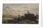 Barges on a River, c.1865 by Charles Francois Daubigny