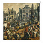 Market Scene with Ecce Homo, 1565 by Joachim Beuckelaer or Bueckelaer