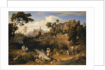 Landscape near Olevano with a Parade of Dancing Peasants, 1823-24 by Joseph Anton Koch