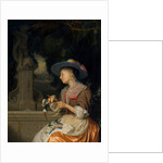 Woman Weaving a Crown of Flowers, c.1675-80 by Godfried Schalken or Schalcken