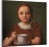 Portrait of a Little Girl, Elise Købke, with a Cup in front of her, 1850 by Constantin Hansen