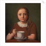Portrait of a Little Girl, Elise Købke, with a Cup in front of her, 1850 by Constantin Hansen