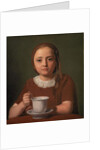 Portrait of a Little Girl, Elise Købke, with a Cup in front of her, 1850 by Constantin Hansen
