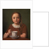 Portrait of a Little Girl, Elise Købke, with a Cup in front of her, 1850 by Constantin Hansen