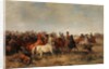 Uhlans steal horses from Honved-Hussars, 1863 by Franz Adam