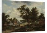 A Wooded Landscape with Travellers on a Path through a Hamlet, c.1665 by Meindert Hobbema