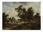 A Wooded Landscape with Travellers on a Path through a Hamlet, c.1665 by Meindert Hobbema