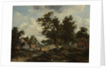 A Wooded Landscape with Travellers on a Path through a Hamlet, c.1665 by Meindert Hobbema