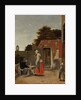 A Man Smoking and a Woman Drinking in a Courtyard, c.1658-60 by Pieter de Hooch