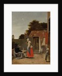 A Man Smoking and a Woman Drinking in a Courtyard, c.1658-60 by Pieter de Hooch