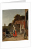 A Man Smoking and a Woman Drinking in a Courtyard, c.1658-60 by Pieter de Hooch
