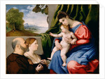 Madonna and Child with Two Donors, 1525-1530 by Lorenzo Lotto