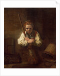 A Girl with a Broom, 1651 by (studio of) Rembrandt Harmensz. van Rijn