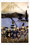 The Daimyo's entourage before Mount Fuji, 1858 by Utagawa Yoshitora