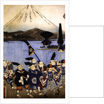 The Daimyo's entourage before Mount Fuji, 1858 by Utagawa Yoshitora