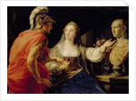 Cleopatra showing Octavius the bust of Julius Caesar by Pompeo Girolamo Batoni