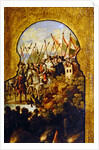 The arrival of the Spanish, lead by Cortez, in the plateau of Mexico City by Spanish School