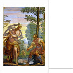 The shepherd Aminta in conversation with his beloved Carol at the pool by Italian School