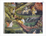 Village farmers doing work in April by Maestro (attr. to) Venceslao