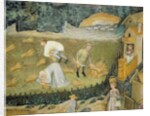 Harvesting sheaves of grain by Italian School