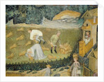 Harvesting sheaves of grain by Italian School