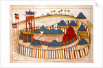 Ms. cicogna 1971, miniature from the 'Memorie Turchesche' depicting a Turkish camp with look-out tower by Venetian School