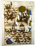 Ms. cicogna 1971, miniature from the 'Memorie Turchesche' depicting the great fire at Constantinople in 1660 by Venetian School